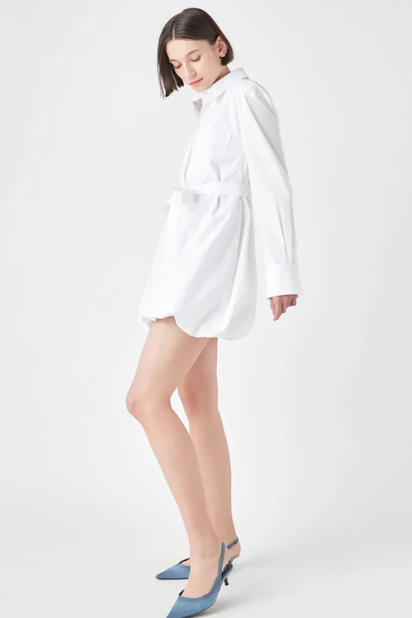 GREY LAB Tops*- Bubble Shirt Dress WHITE