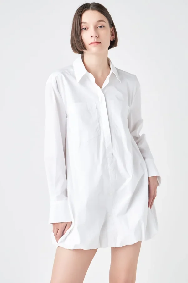 GREY LAB Tops*- Bubble Shirt Dress WHITE