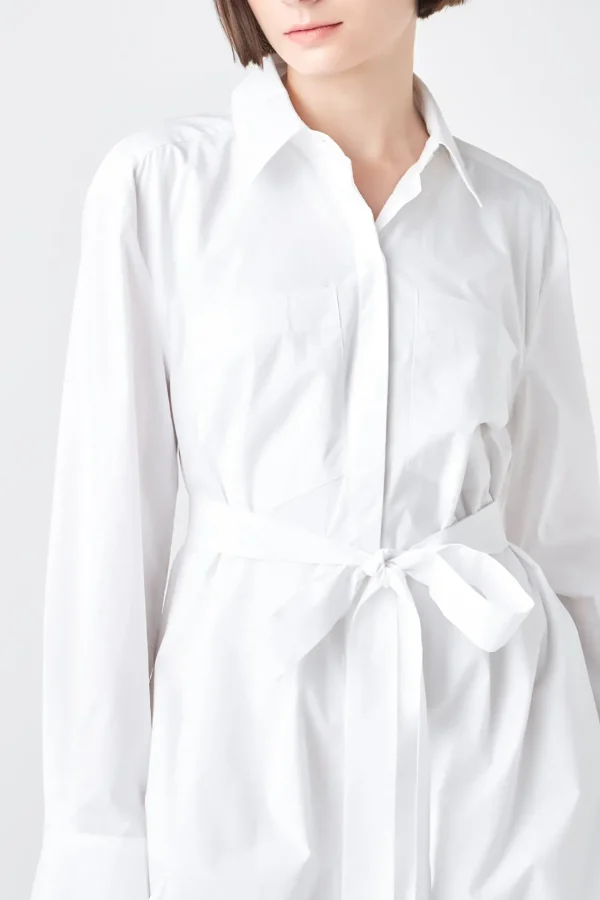GREY LAB Tops*- Bubble Shirt Dress WHITE