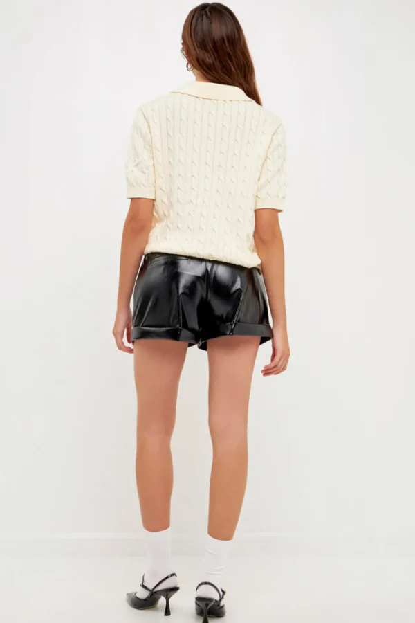 GREY LAB Sweaters & Knits | Loungewear*- Cable Knit Polo Top CREAM