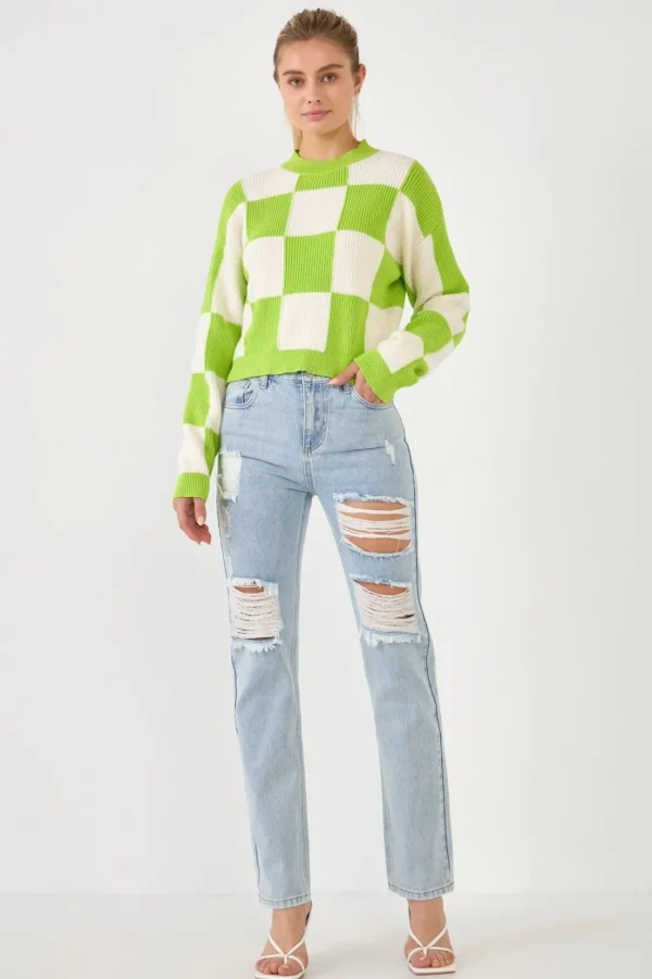 GREY LAB Sweaters & Knits*- Checkerboard Knit Sweater