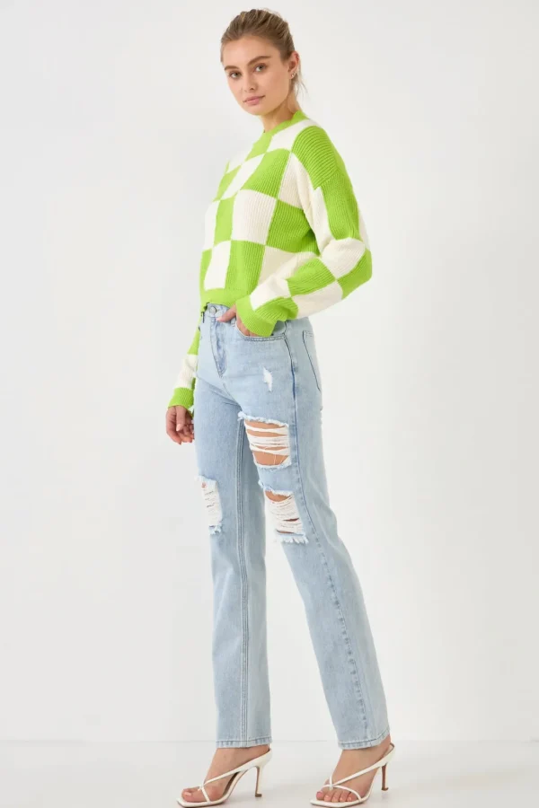 GREY LAB Sweaters & Knits*- Checkerboard Knit Sweater