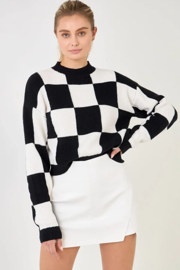 GREY LAB Sweaters & Knits*- Checkerboard Knit Sweater