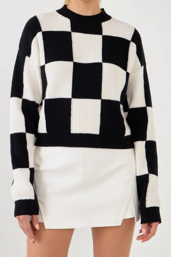 GREY LAB Sweaters & Knits*- Checkerboard Knit Sweater