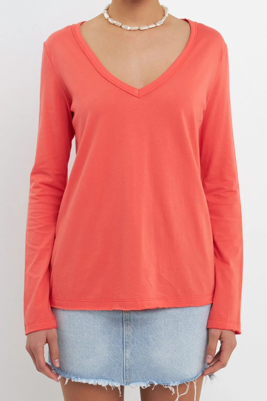 grey_lab__classic_long_sl_0.webp GREY LAB Loungewear | Tops*- Classic Long Sleeve V Neck Tee