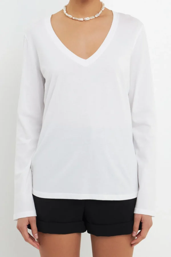 GREY LAB Loungewear | Tops*- Classic Long Sleeve V Neck Tee