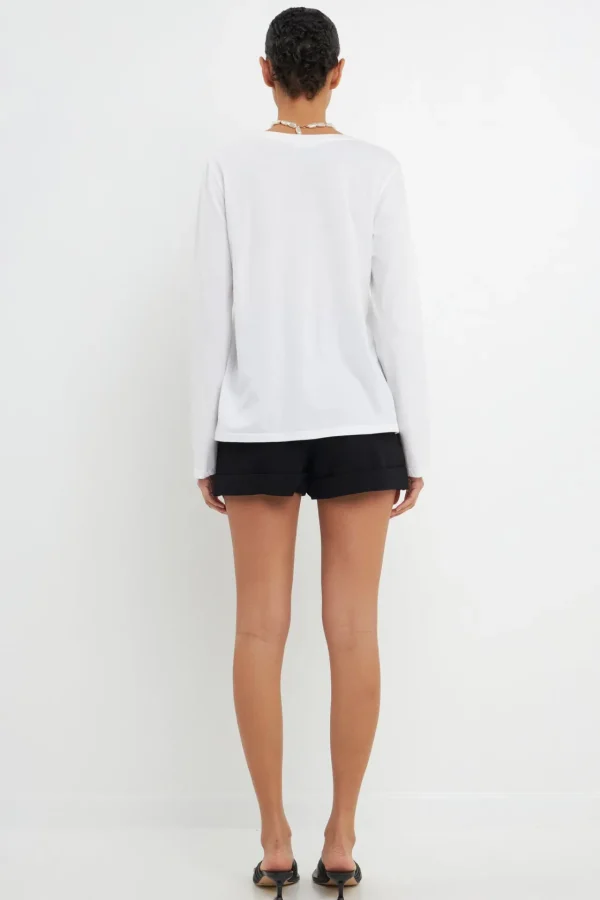 GREY LAB Loungewear | Tops*- Classic Long Sleeve V Neck Tee