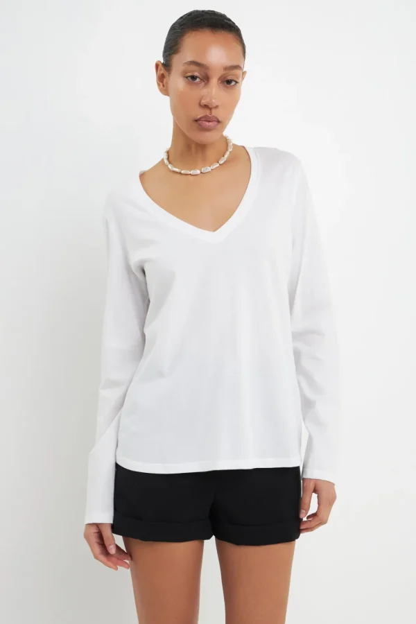 GREY LAB Loungewear | Tops*- Classic Long Sleeve V Neck Tee