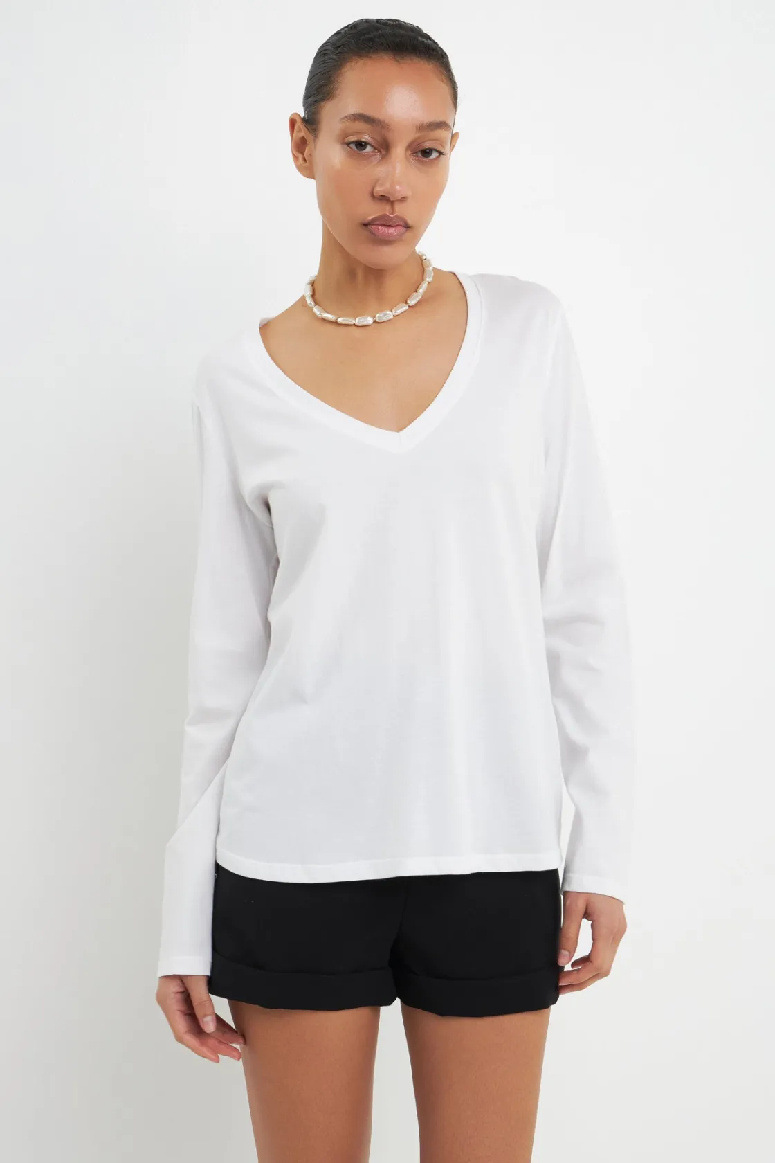 grey_lab__classic_long_sl_13.webp GREY LAB Loungewear | Tops*- Classic Long Sleeve V Neck Tee