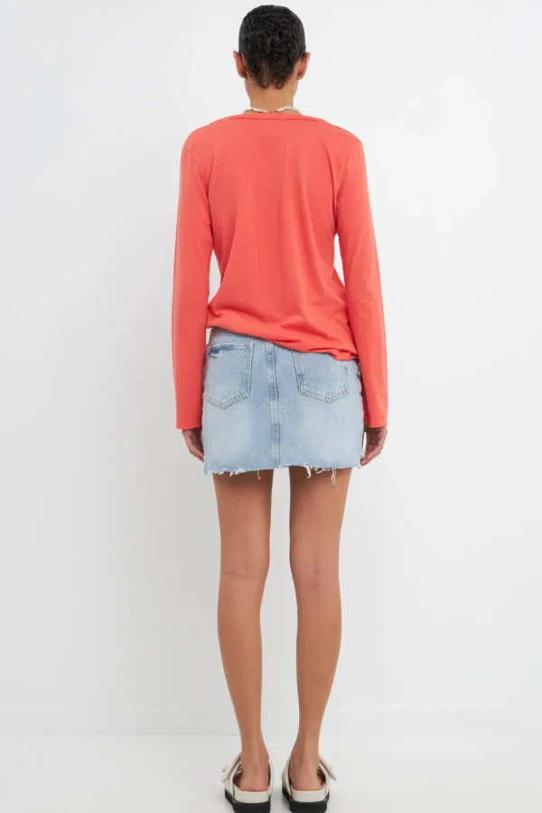 GREY LAB Loungewear | Tops*- Classic Long Sleeve V Neck Tee