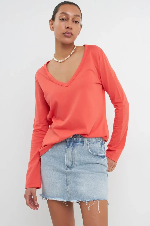 GREY LAB Loungewear | Tops*- Classic Long Sleeve V Neck Tee