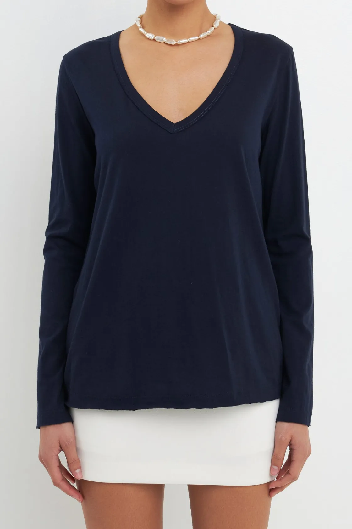 grey_lab__classic_long_sl_5.webp GREY LAB Loungewear | Tops*- Classic Long Sleeve V Neck Tee