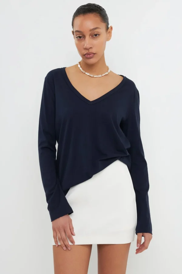 GREY LAB Loungewear | Tops*- Classic Long Sleeve V Neck Tee