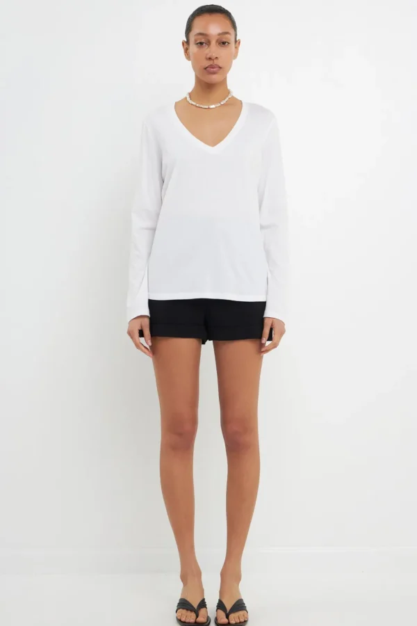 GREY LAB Loungewear | Tops*- Classic Long Sleeve V Neck Tee