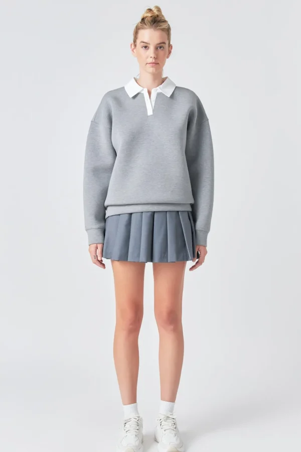 GREY LAB Tops*- Collared Sweatshirt HEATHERGREY