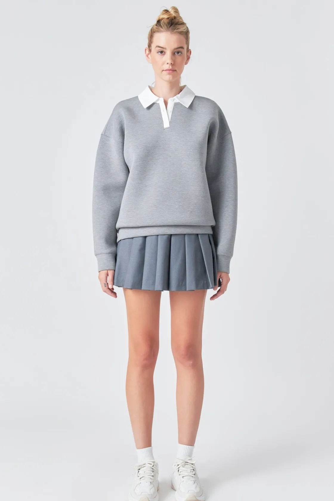grey_lab__collared_sweats_0.webp GREY LAB Tops*- Collared Sweatshirt HEATHERGREY