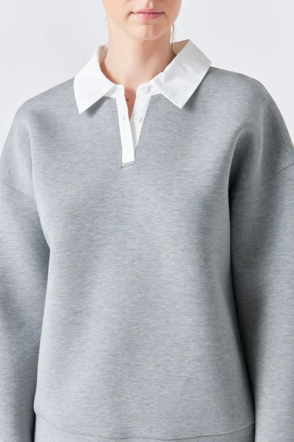 GREY LAB Tops*- Collared Sweatshirt HEATHERGREY