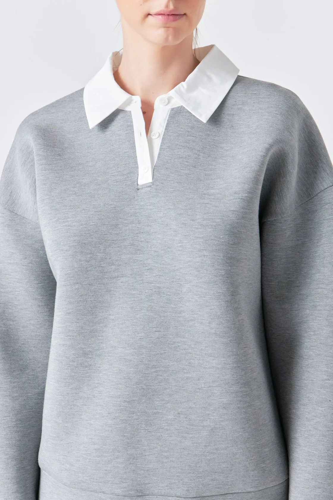 grey_lab__collared_sweats_1.webp GREY LAB Tops*- Collared Sweatshirt HEATHERGREY