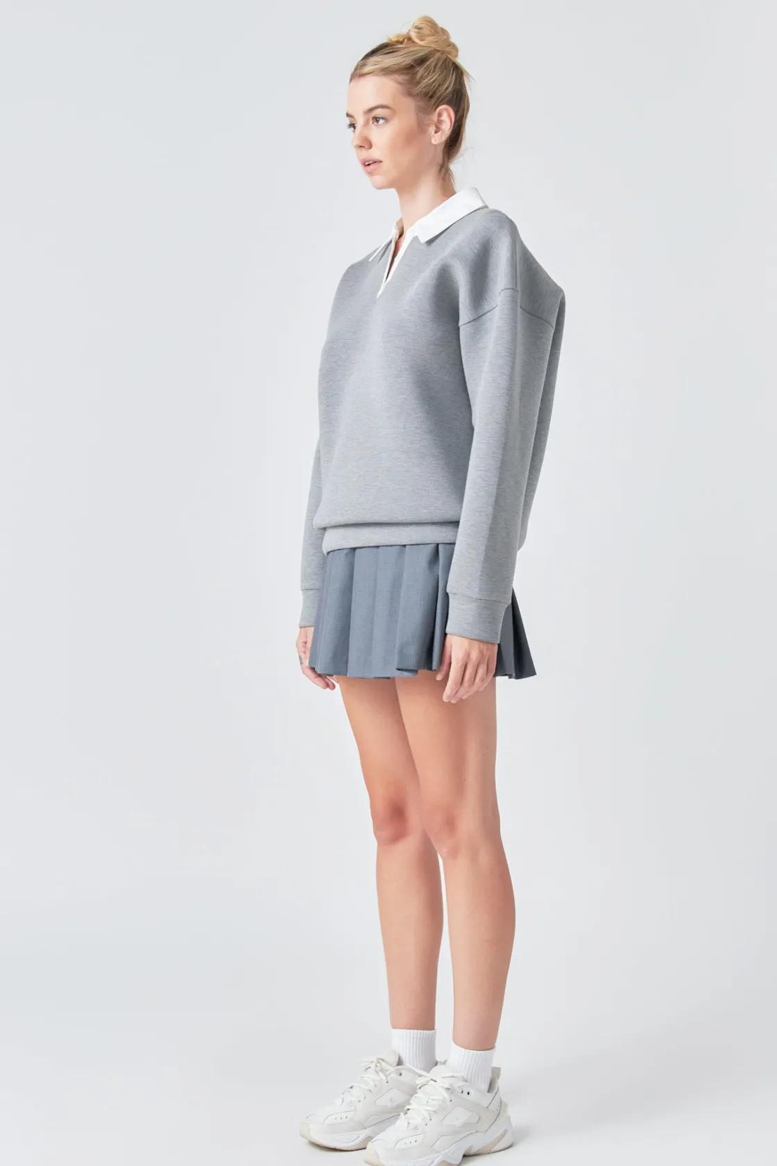 grey_lab__collared_sweats_2.webp GREY LAB Tops*- Collared Sweatshirt HEATHERGREY
