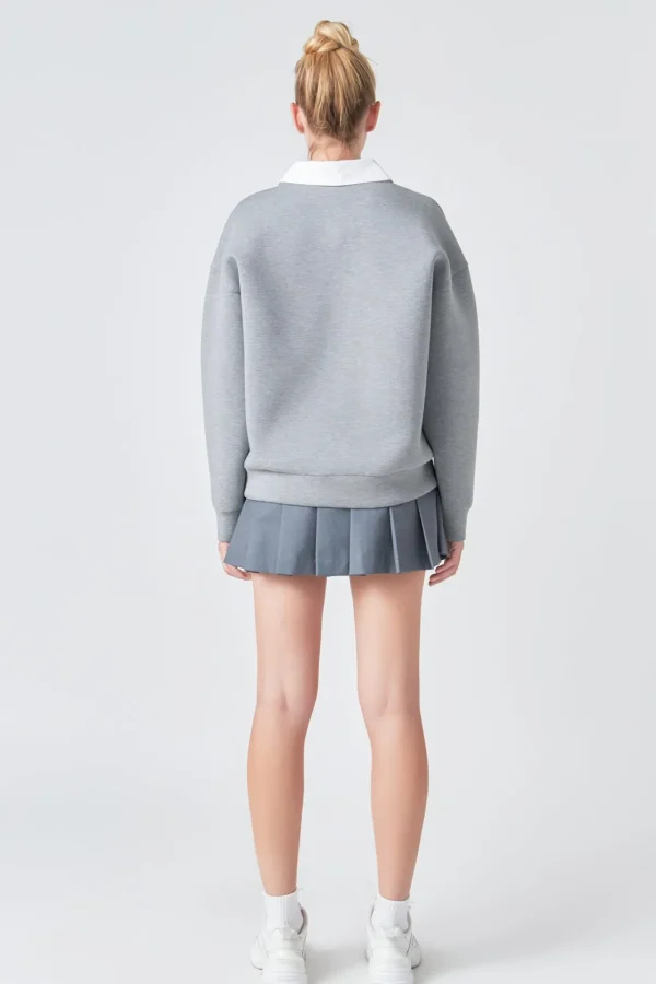 GREY LAB Tops*- Collared Sweatshirt HEATHERGREY