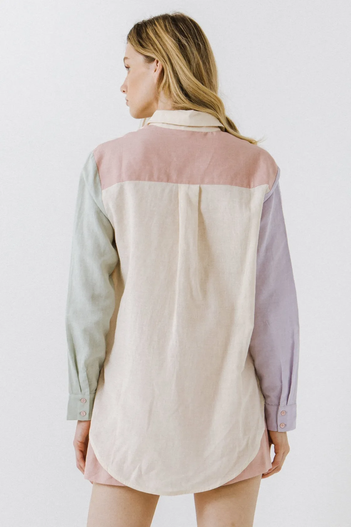 grey_lab__colorblock_line_3.webp GREY LAB Tops*- Colorblock Linen Long Shirt MULTI