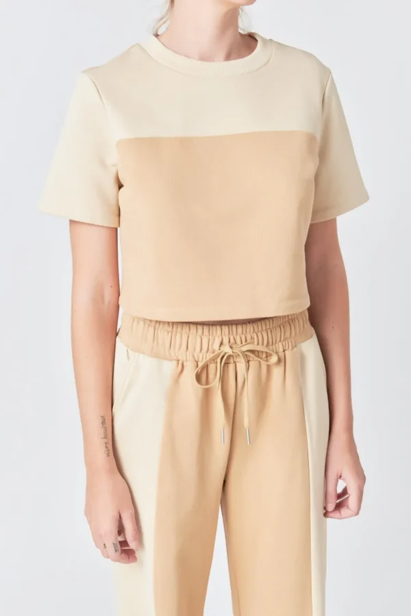 GREY LAB Loungewear | Tops*- Colorblock Loungewear Top TAN