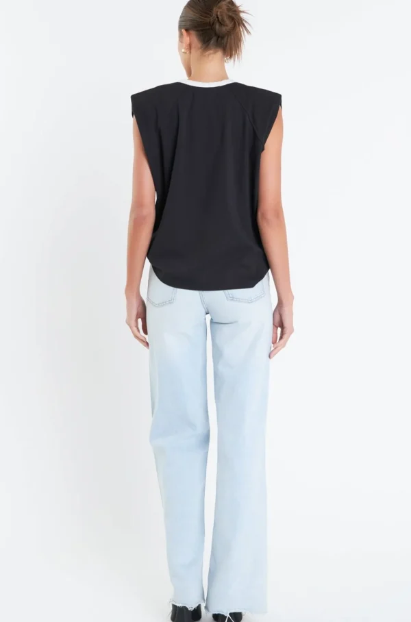 GREY LAB Tops*- Contrast Neckline Sleeveless Top BLACK