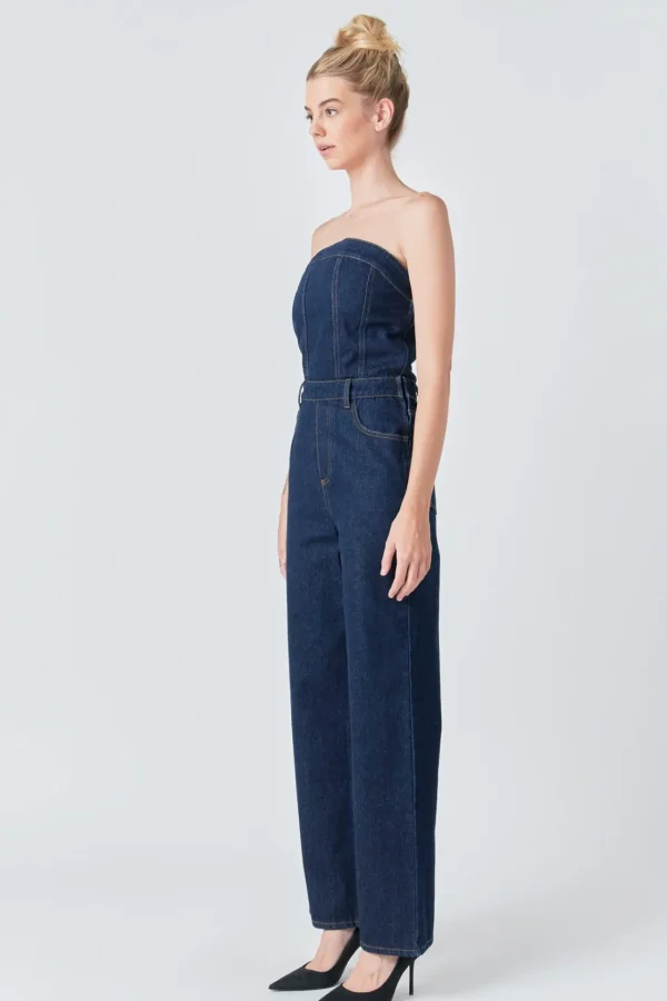 GREY LAB Denim | Tops*- Corset Denim Jumpsuit
