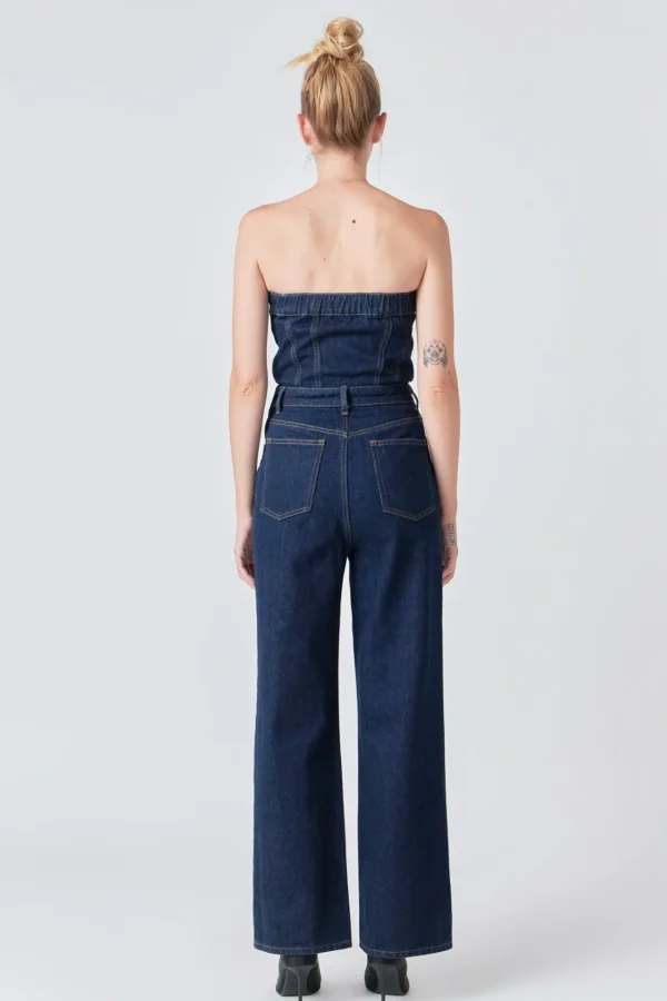 GREY LAB Denim | Tops*- Corset Denim Jumpsuit