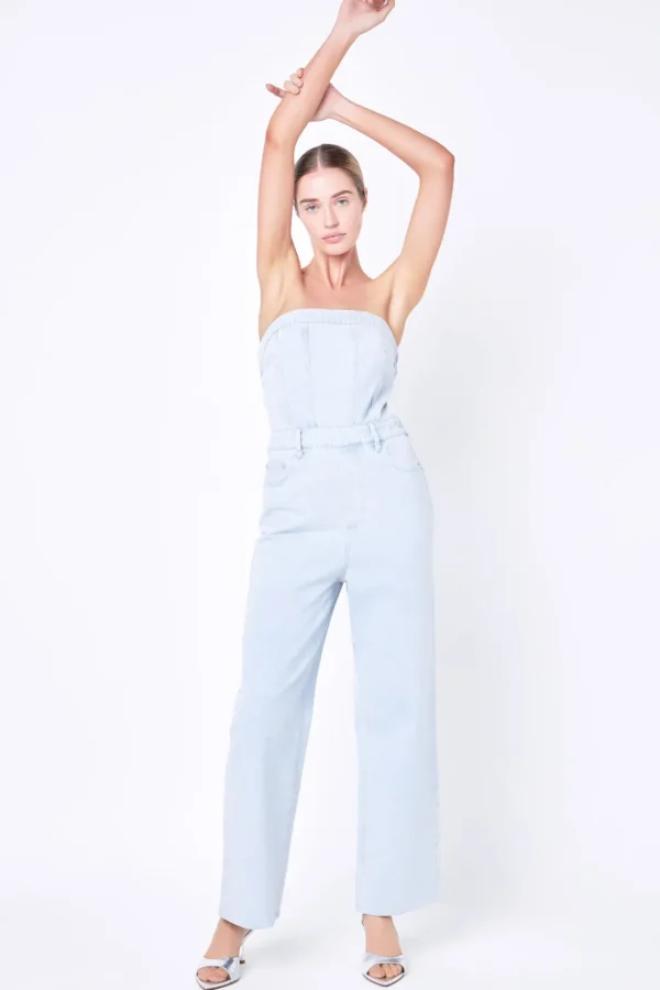 GREY LAB Denim | Tops*- Corset Denim Jumpsuit