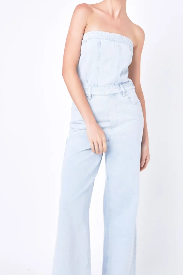 GREY LAB Denim | Tops*- Corset Denim Jumpsuit