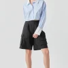 GREY LAB Shirts & Blouses | Tops*- Cotton Cropped Contrast Shirt BLUE