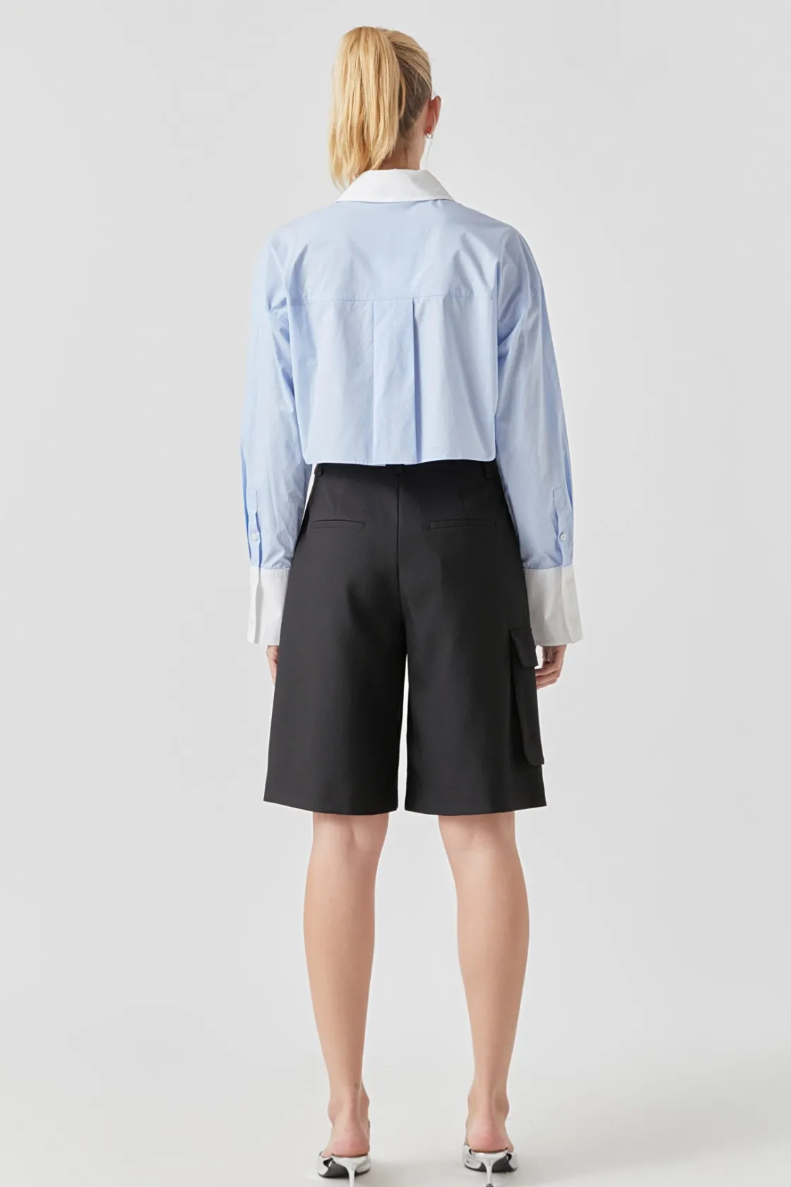 grey_lab__cotton_cropped__3.webp GREY LAB Shirts & Blouses | Tops*- Cotton Cropped Contrast Shirt BLUE