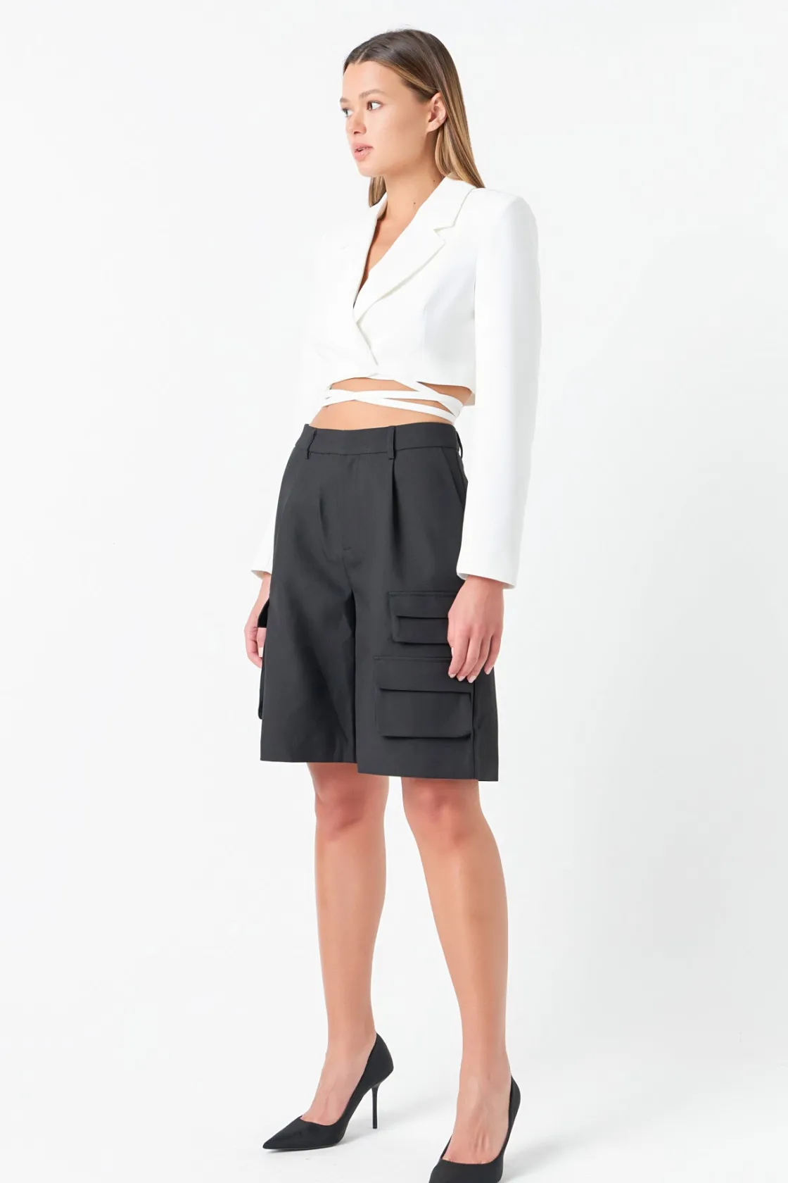 grey_lab__cropped_blazer__3.webp GREY LAB Blazers | Tops*- Cropped Blazer with Tie Detail WHITE