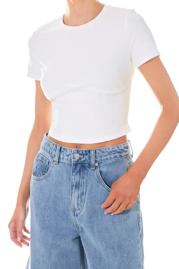GREY LAB Tops*- Cropped Bustier Short Sleeve T Shirt