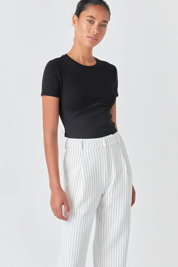GREY LAB Tops*- Cropped Bustier Short Sleeve T Shirt