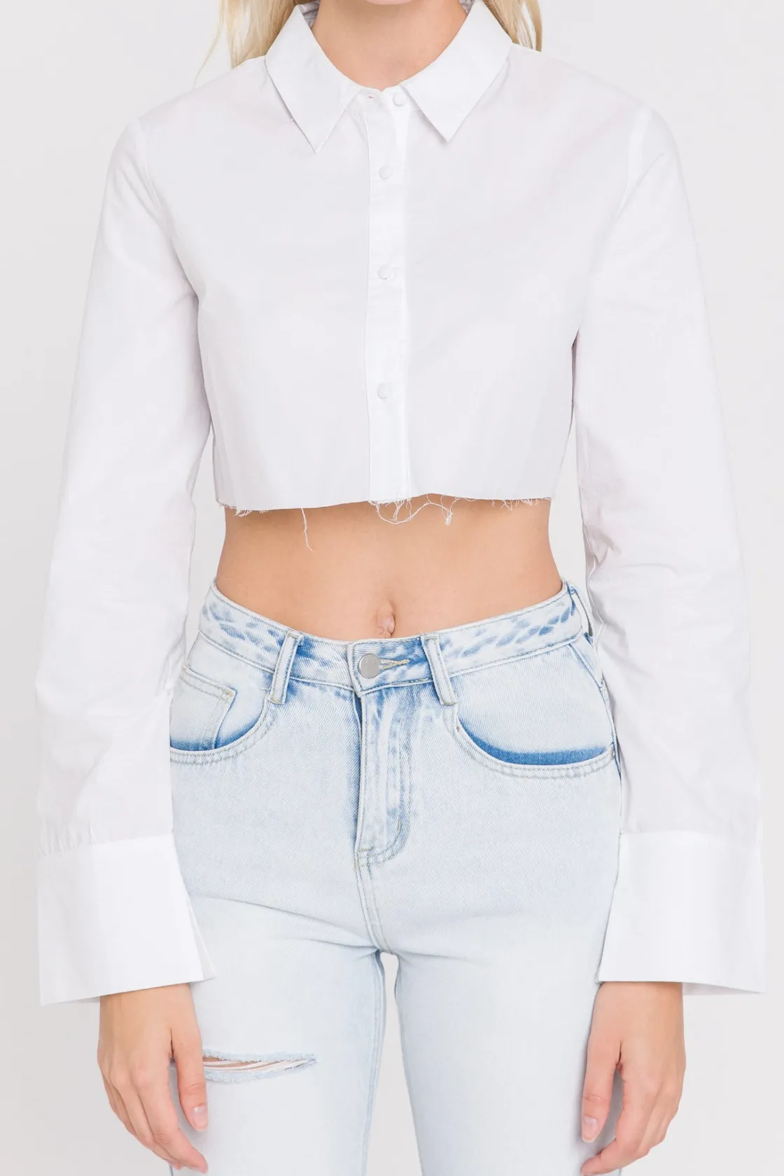 grey_lab__cropped_long_sl_0.webp GREY LAB Shirts & Blouses | Tops*- Cropped Long Sleeve Shirt WHITE