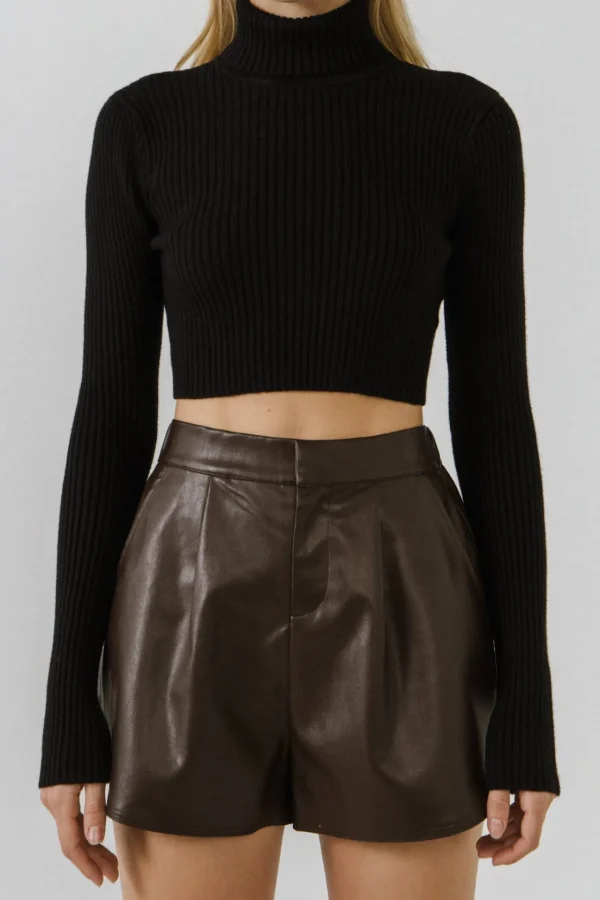 GREY LAB Sweaters & Knits*- Cropped Long Sleeve Sweater BLACK