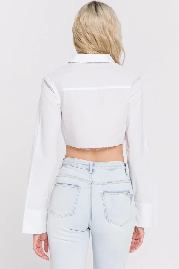 GREY LAB Shirts & Blouses | Tops*- Cropped Long Sleeve Shirt WHITE