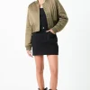 GREY LAB Jackets & Coats | Tops*- Cropped Satin Effect Bomber Jacket OLIVE