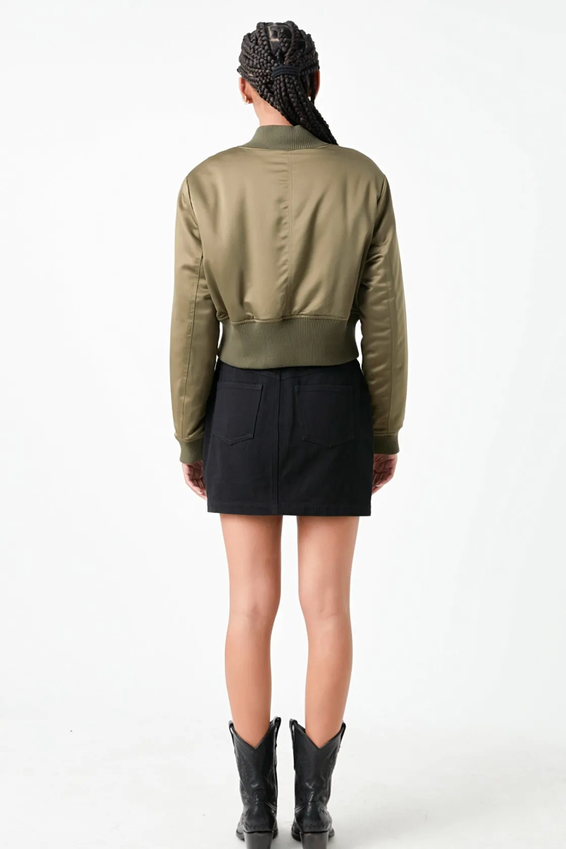 grey_lab__cropped_satin_e_4.webp GREY LAB Jackets & Coats | Tops*- Cropped Satin Effect Bomber Jacket OLIVE