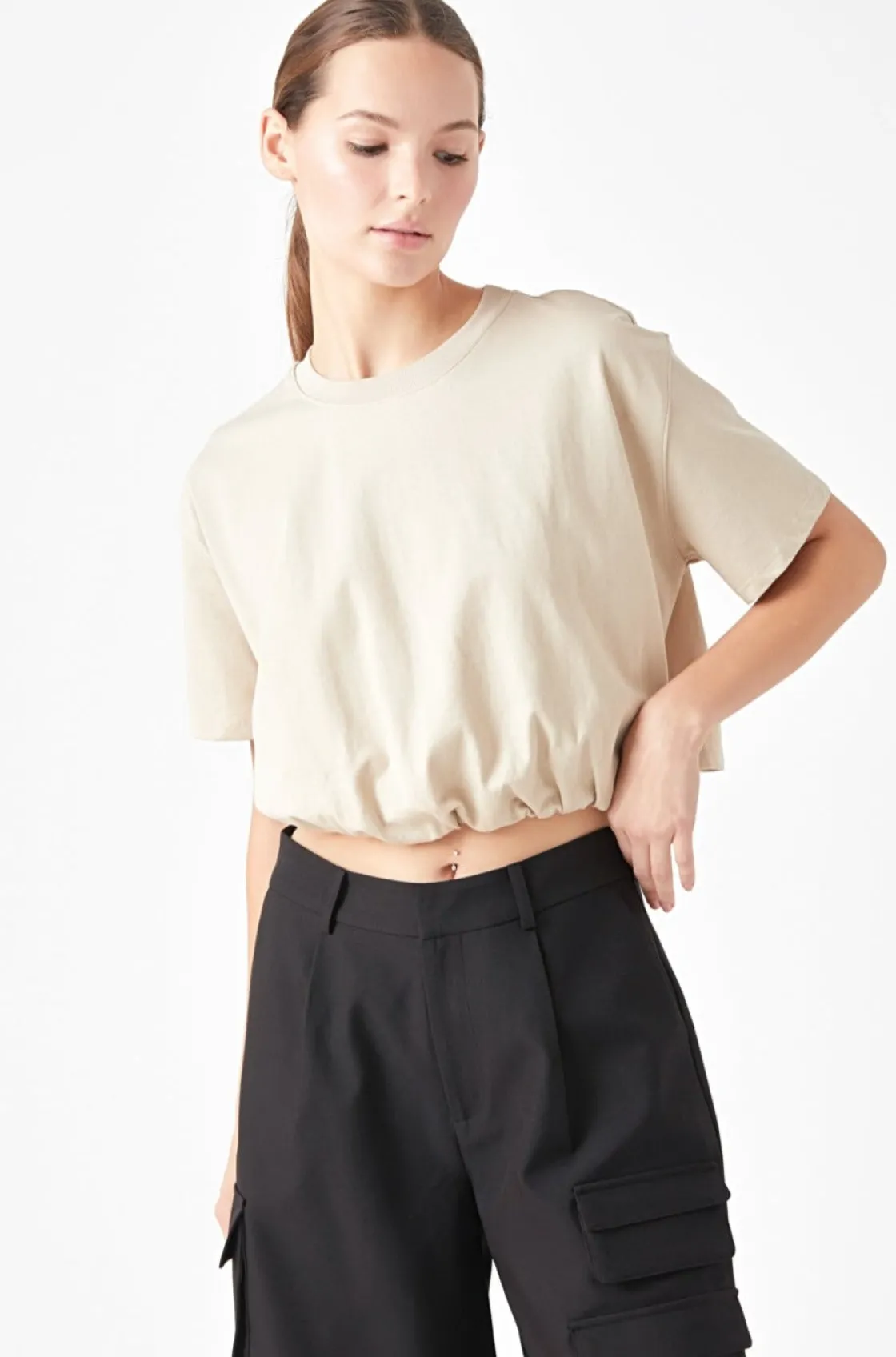 grey_lab__cropped_top_wit_4.webp GREY LAB Tops*- Cropped Top with Elastic Band