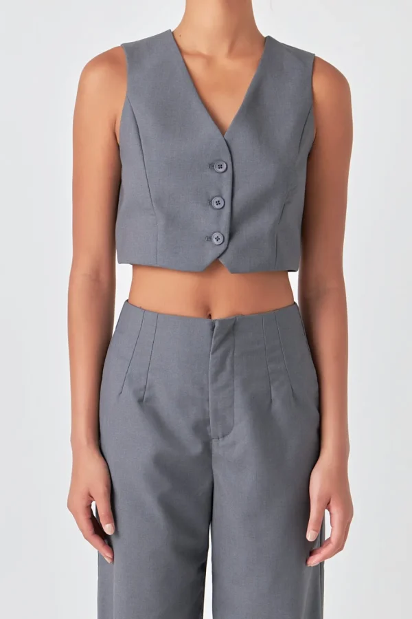 GREY LAB Matching Sets | Tops*- Cropped Vest HEATHERGREY