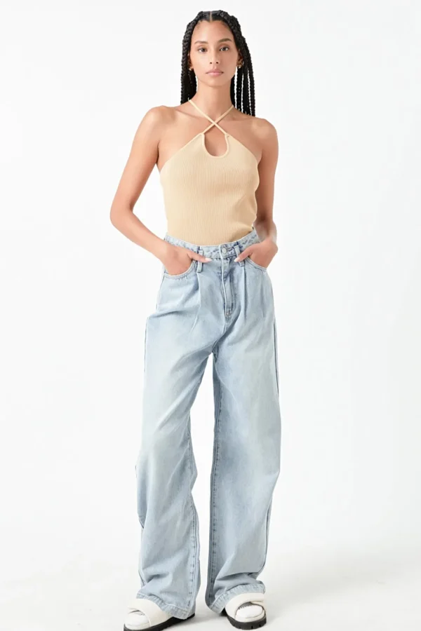 GREY LAB Sweaters & Knits | Tops*- Crossover Skinny Rib Knit Top