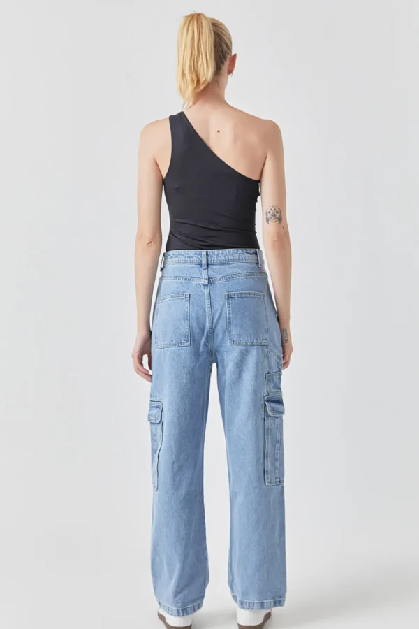 GREY LAB Tops*- Cut Out Asymmetric Bodysuit BLACK