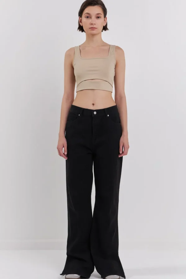 GREY LAB Tops*- Cut-Out Tank Top KHAKI