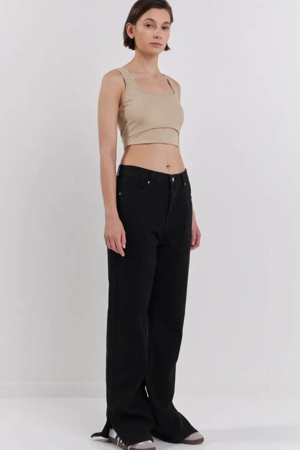 GREY LAB Tops*- Cut-Out Tank Top KHAKI