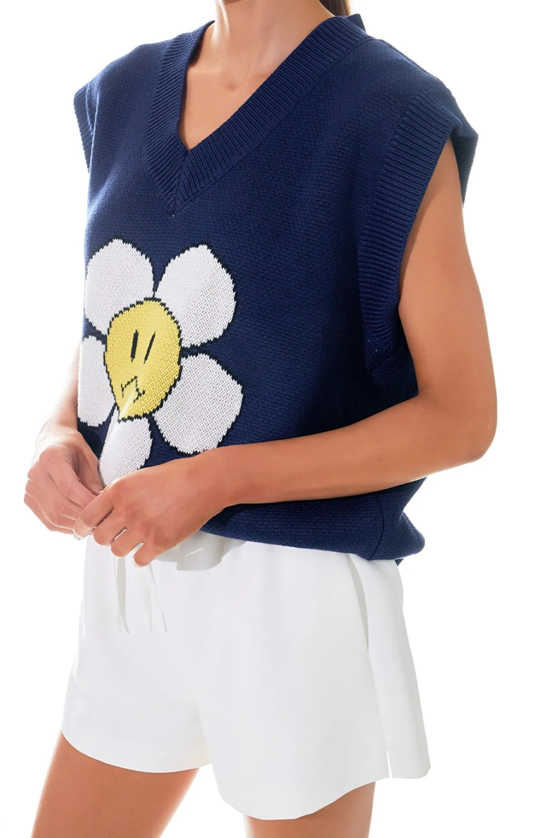 grey_lab__daisy_jacquard__1.webp GREY LAB Sweaters & Knits | Tops*- Daisy Jacquard Knit Sweater Vest NAVY