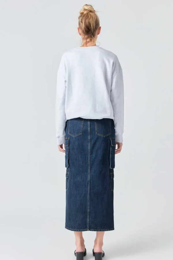 GREY LAB Denim | Skirts*- Denim Cargo Maxi Skirt BLUE