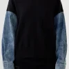 GREY LAB Sweaters & Knits*- Denim Combo Sleeve Sweater